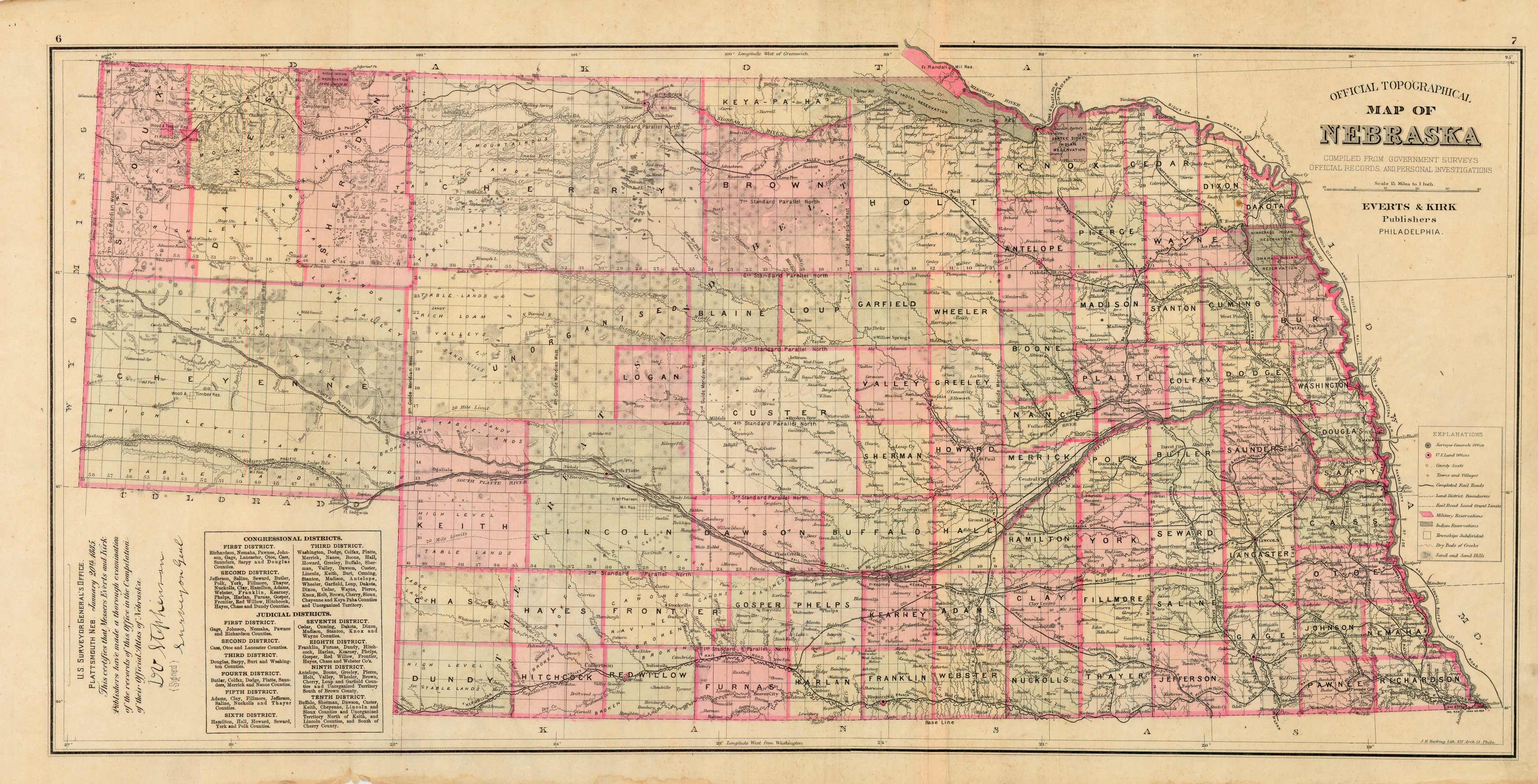 Official Topographical Map of Nebraska Official Topographical Map of Nebraska