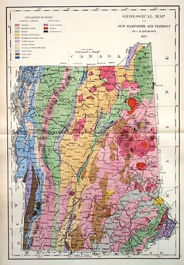 Geological Map of New Hampshire and Vermont - Art Source International