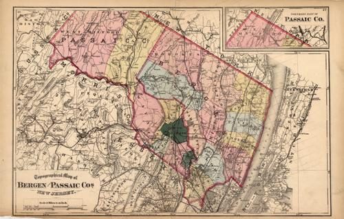 Topographical Map of Bergen and Passaic Cos. New Jersey
