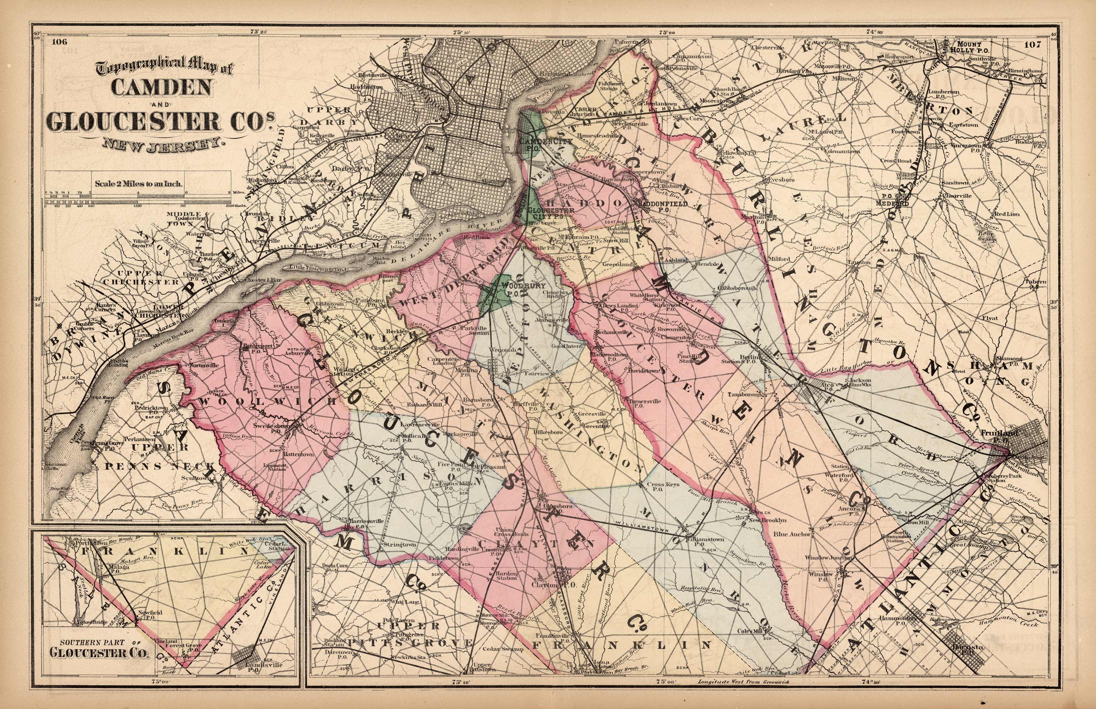 Topographical Map of Camden and Gloucester Cos. New Jersey Topographical Map of Camden and Gloucester Cos. New Jersey