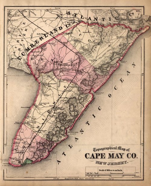 Topographical Map of Cape May Co. New Jersey