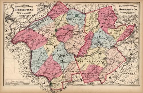 Topographical Map of Hunterdon Co. New Jersey; Topographical Map of Somerset Co. New Jersey