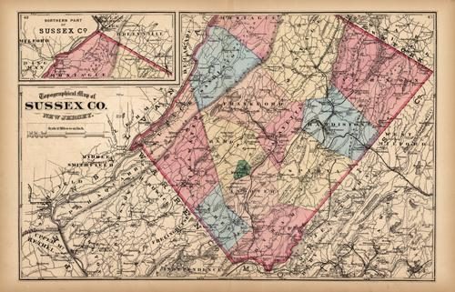 Topographical Map of Sussex Co. New Jersey