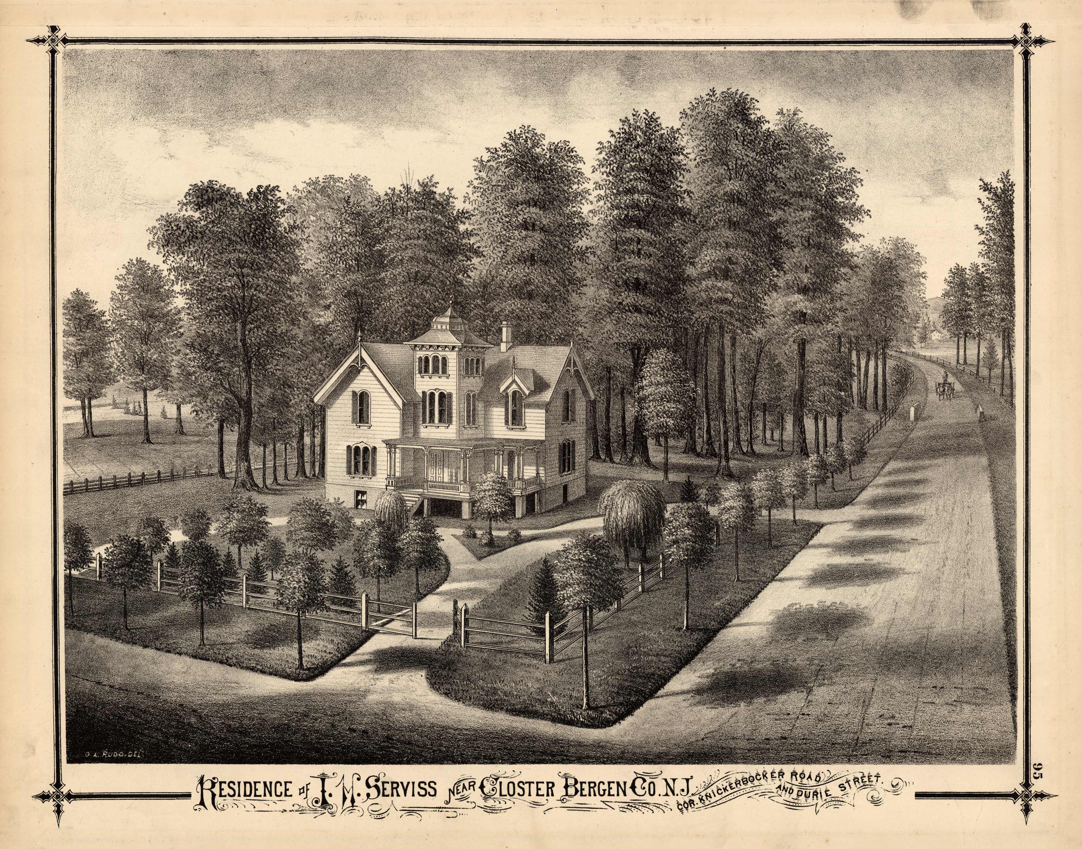 Residence of I.M. Serviss near Closter Bergen Co. N.J. - Cor. Knickerbocker Road and Durie Street Residence of I.M. Serviss near Closter Bergen Co. N.J. - Cor. Knickerbocker Road and Durie Street