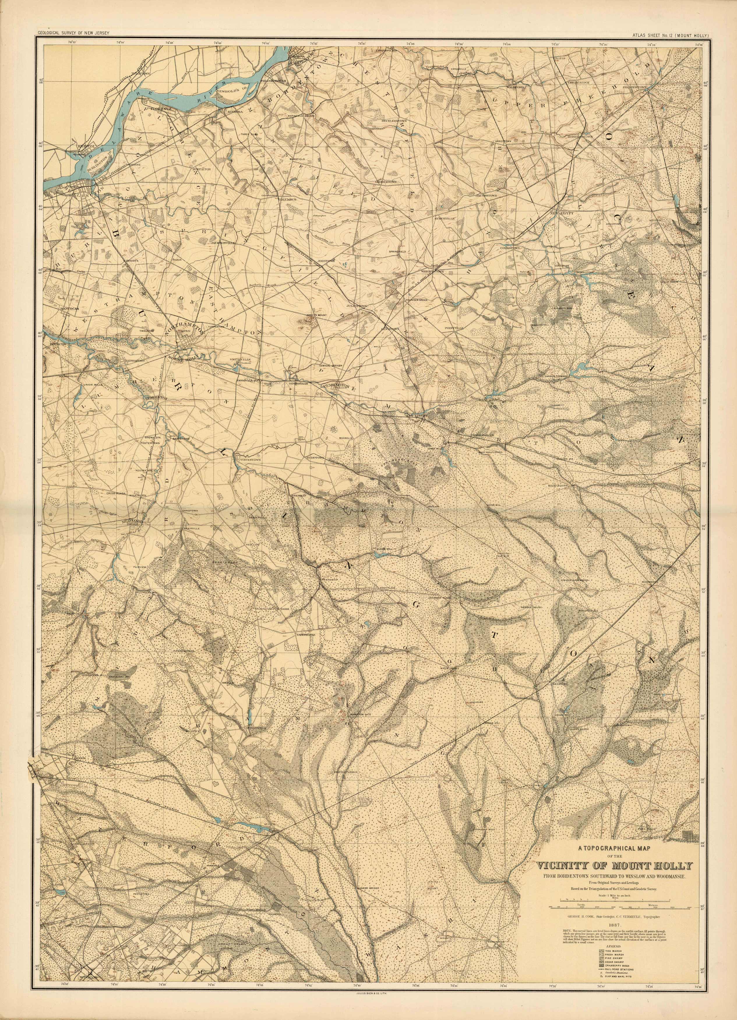 A Topographical Map of the Vicinity of Mount Holly Art Source