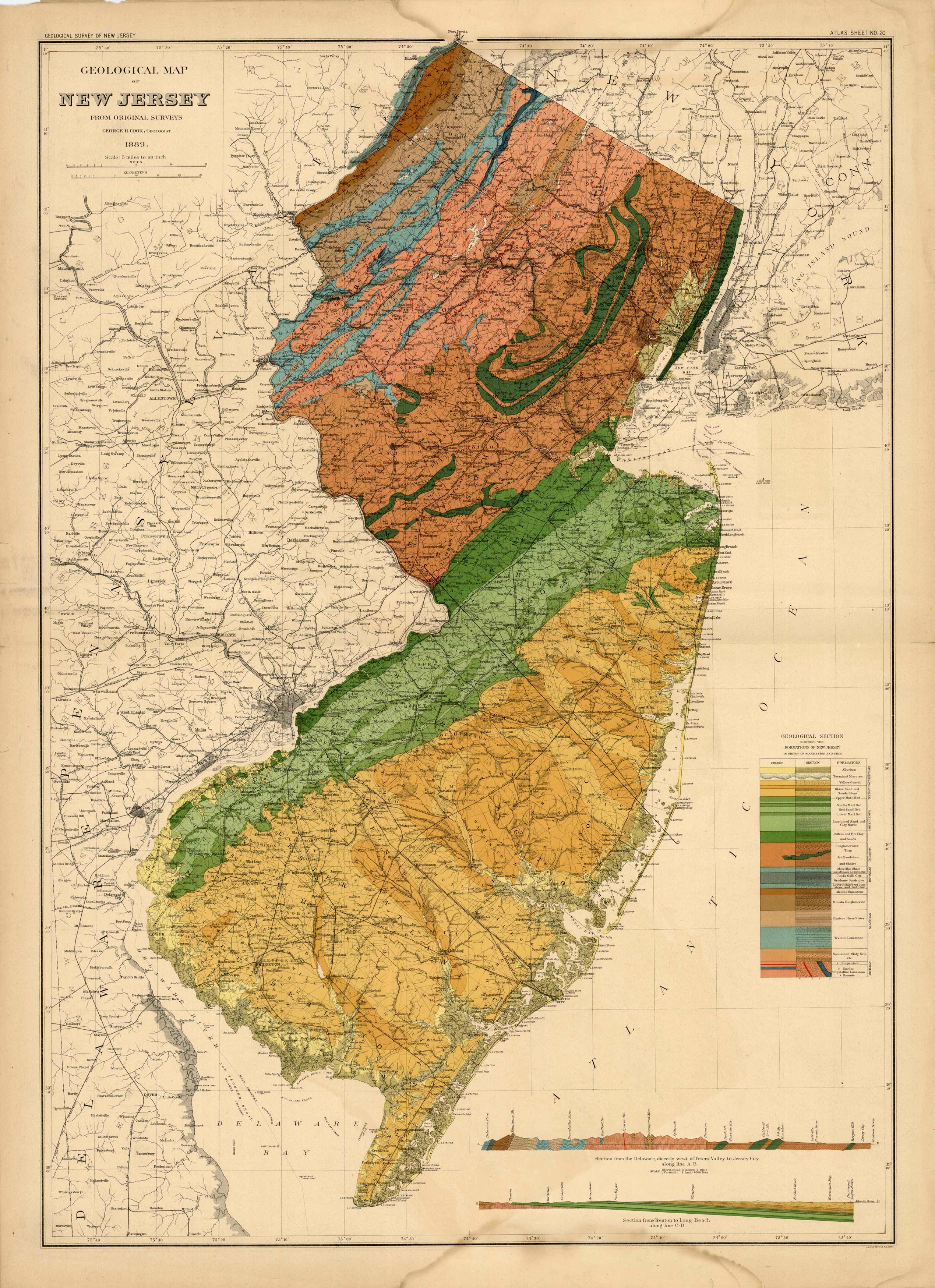 Geological Map of New Jersey Art Source International