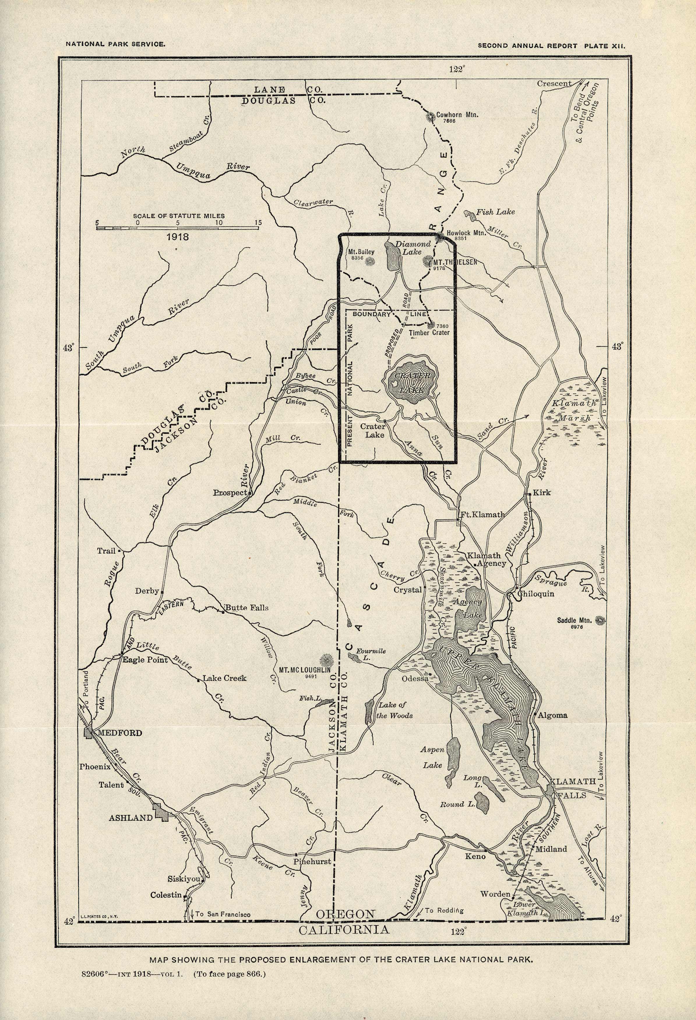 Map Showing the Proposed Enlargement of the Crater Lake National Park