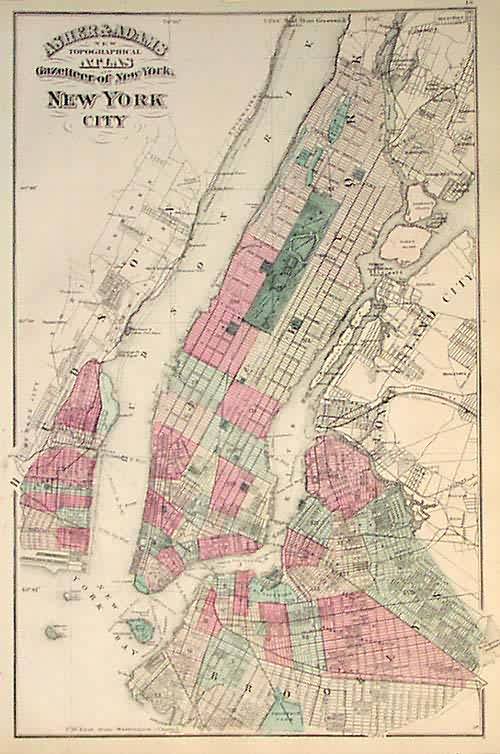 Asher & Adams New Topographical Atlas and Gazetteer of New York. New York City brooklyn jersey city' Asher & Adams New Topographical Atlas and Gazetteer of New York. New York City brooklyn jersey city'