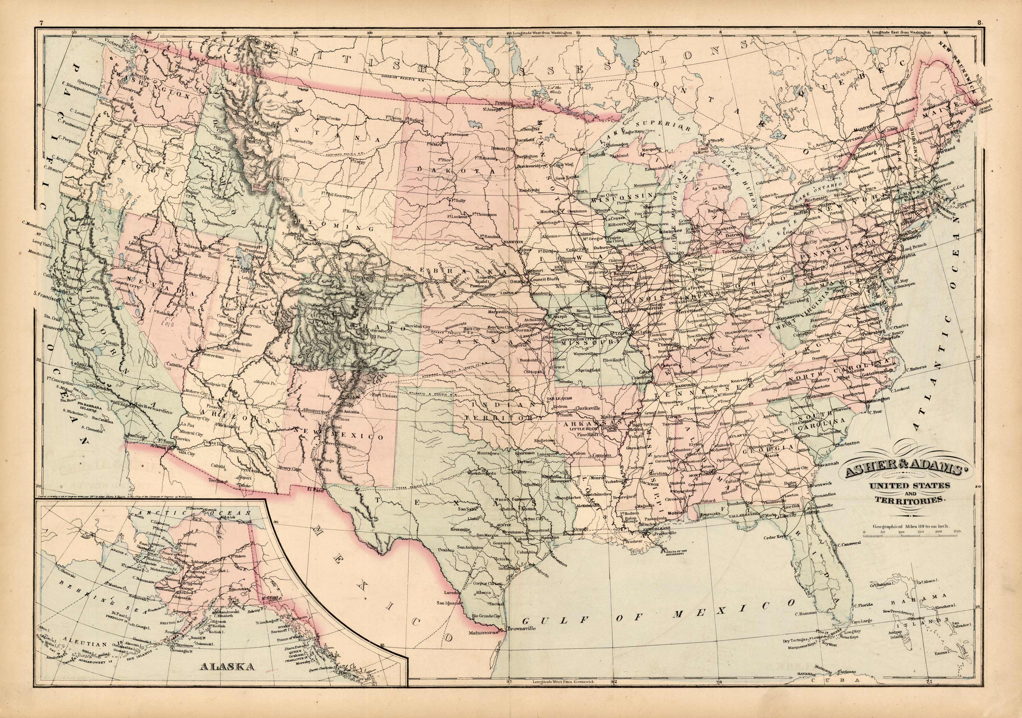 Asher & Adams New Topographical Atlas and Gazetteer of New York: United States and Territories