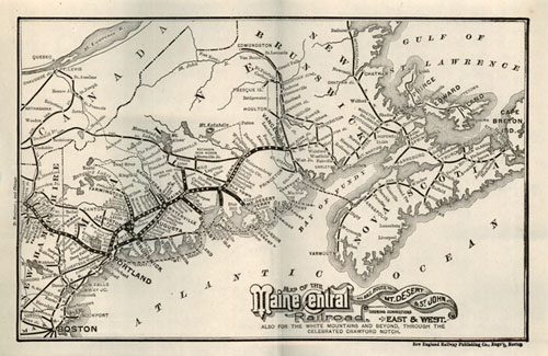 Map of the Maine Central Railroad - All Rail Route to Mt. Desert & St. John