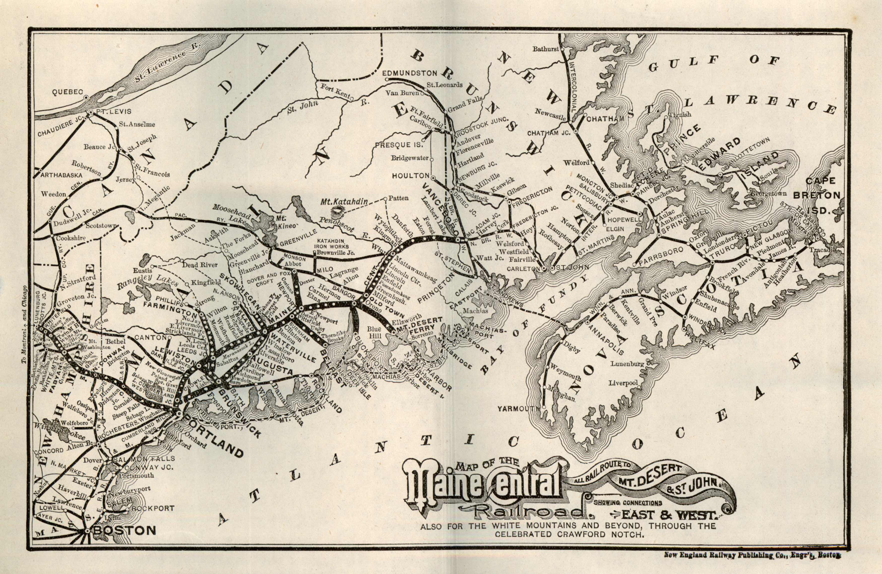 Map of the Maine Central Railroad - All Rail Route to Mt. Desert & St ...