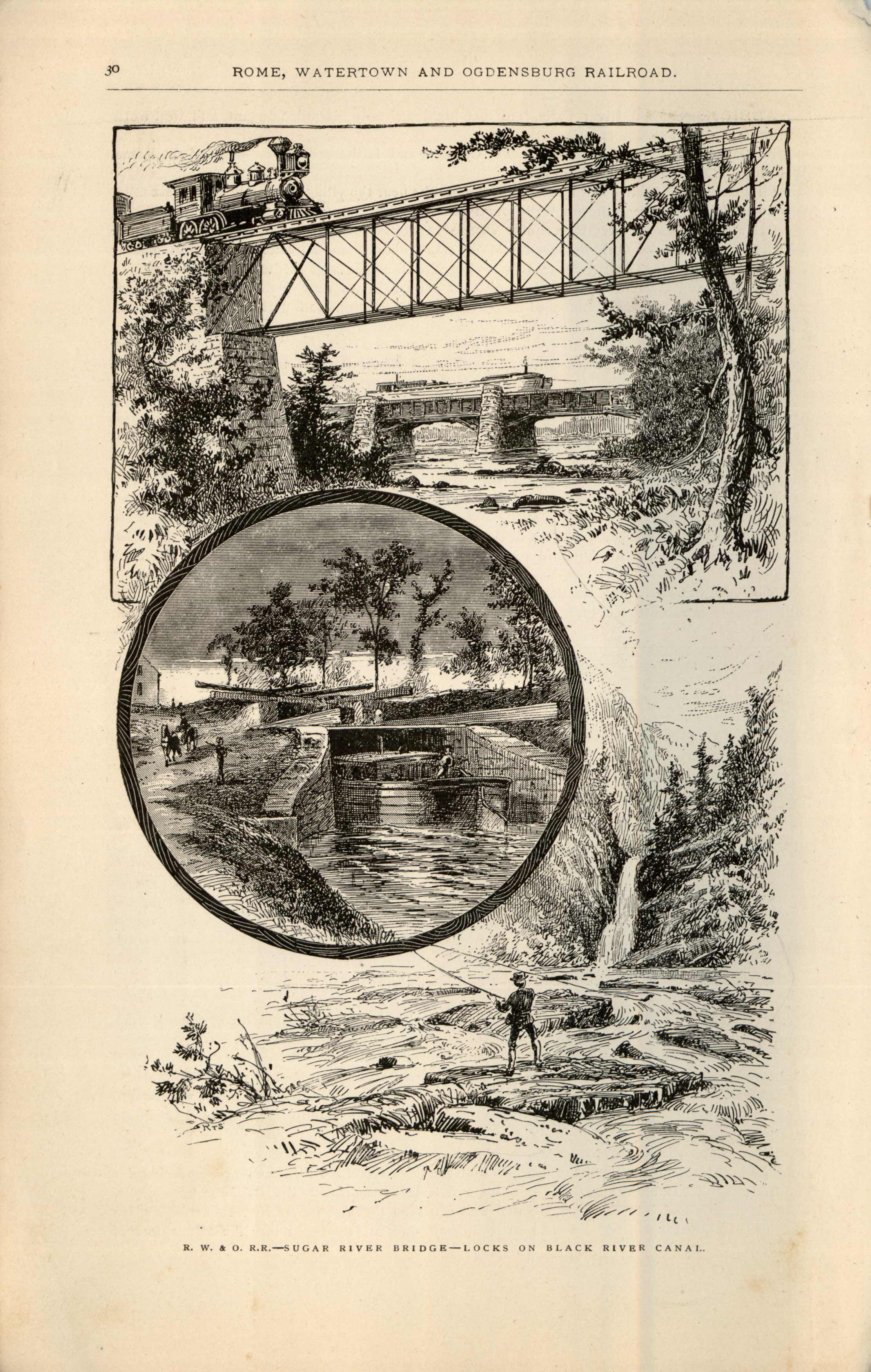 R. W. & O. R.R. - Sugar River Bridge - Locks on Black River Canal R. W. & O. R.R. - Sugar River Bridge - Locks on Black River Canal