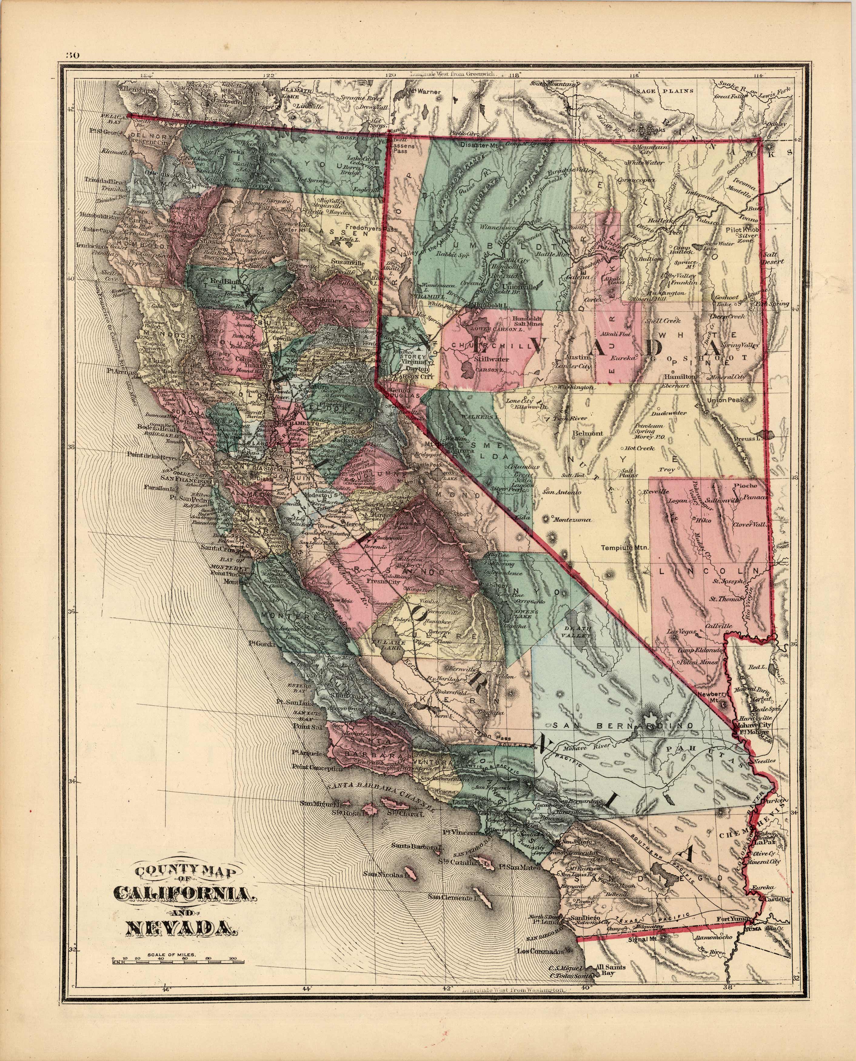 County Map of California and Nevada County Map of California and Nevada