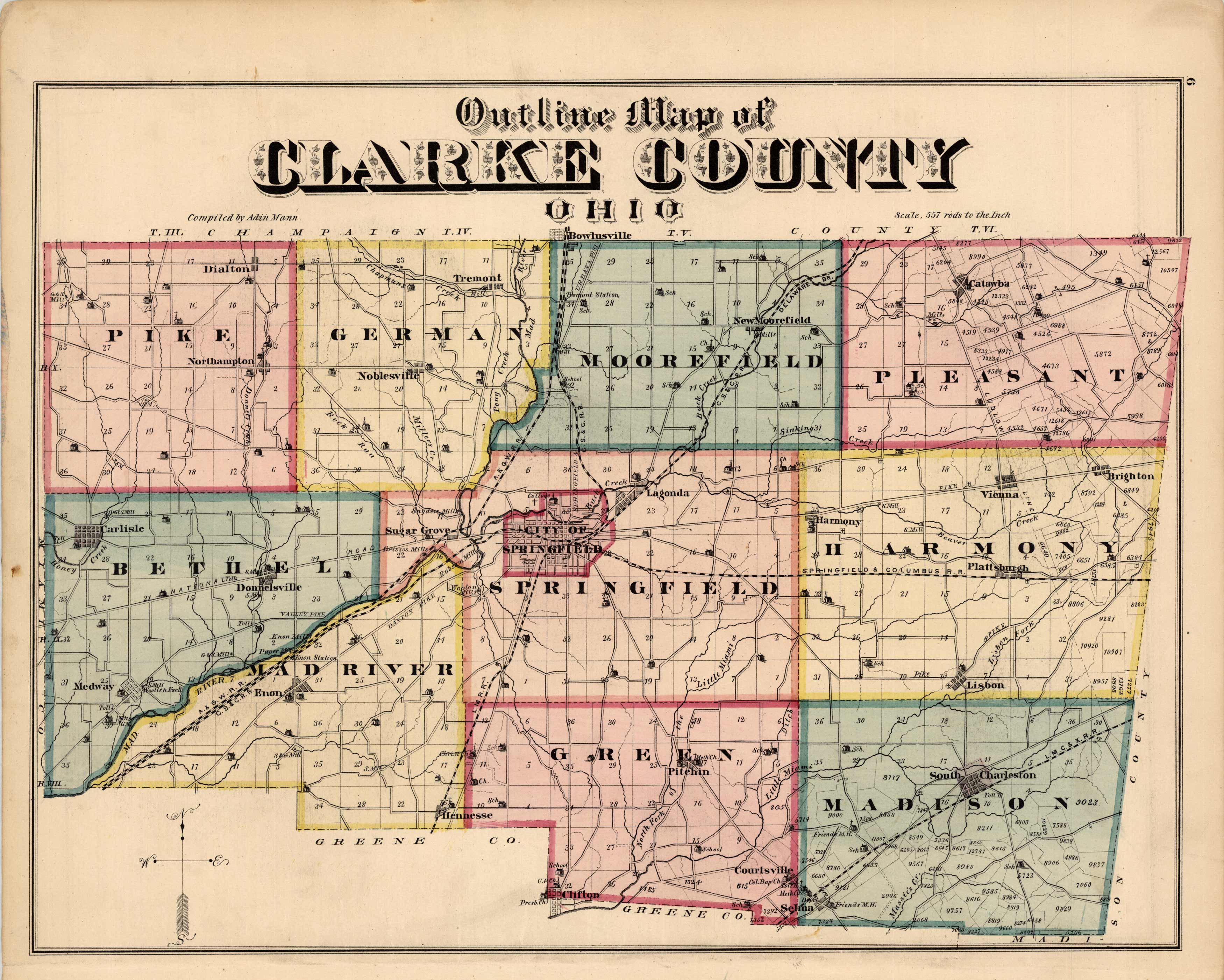 Outline Map of Clarke County Ohio Art Source International