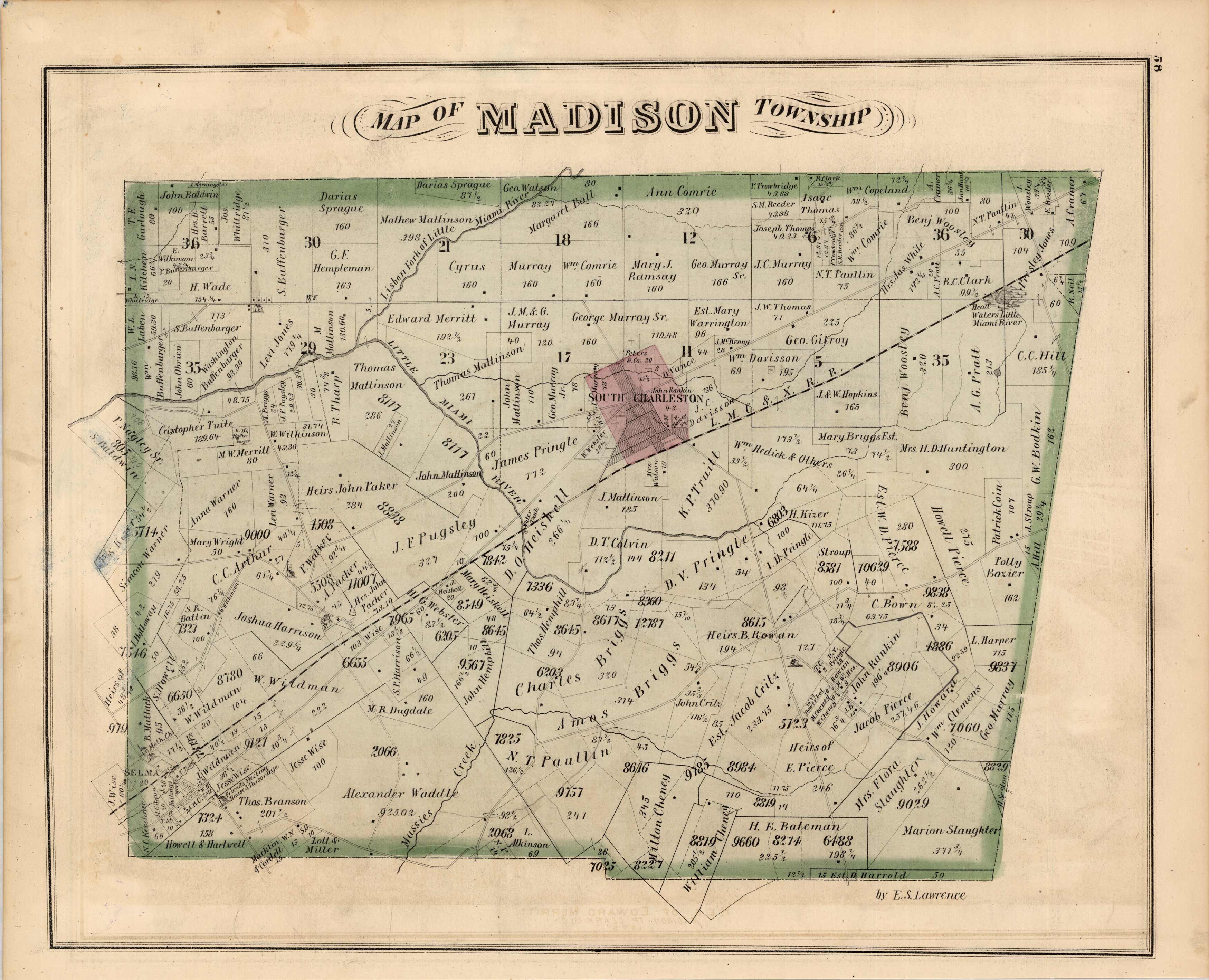 Map of Madison Township Clarke County Ohio Art Source International