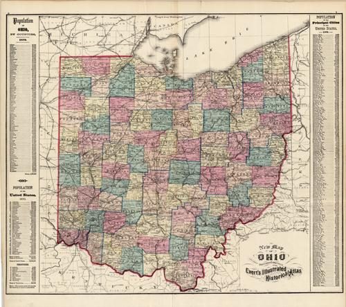 New Map of Ohio, Prepared Especially for Everts Illustrated Historical ...