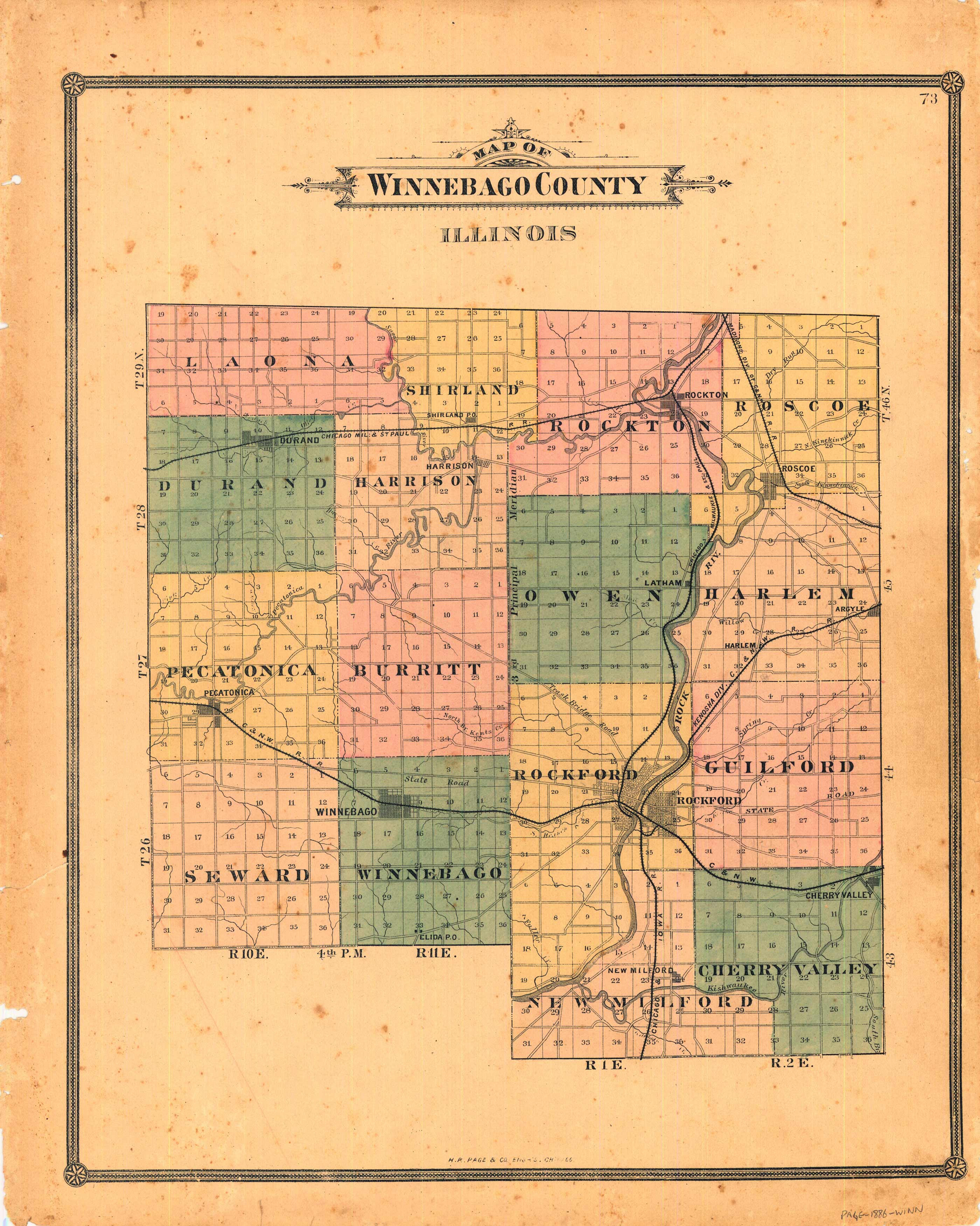 Map Of Winnebago County Illinois Art Source International 7665