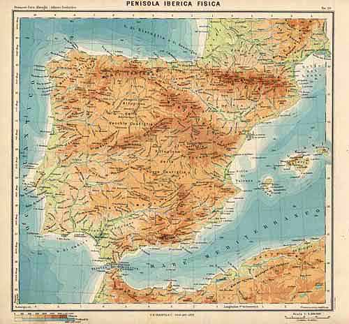 Penisola Iberica Fisica ( Iberian Peninsula ) - Art Source International