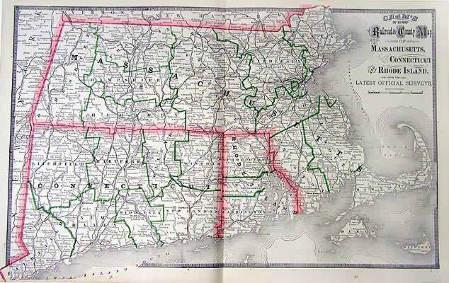 Railroad and County Map of Massachusetts Railroad and County Map of Massachusetts