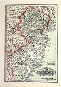 Railroad and County Map of New Jersey