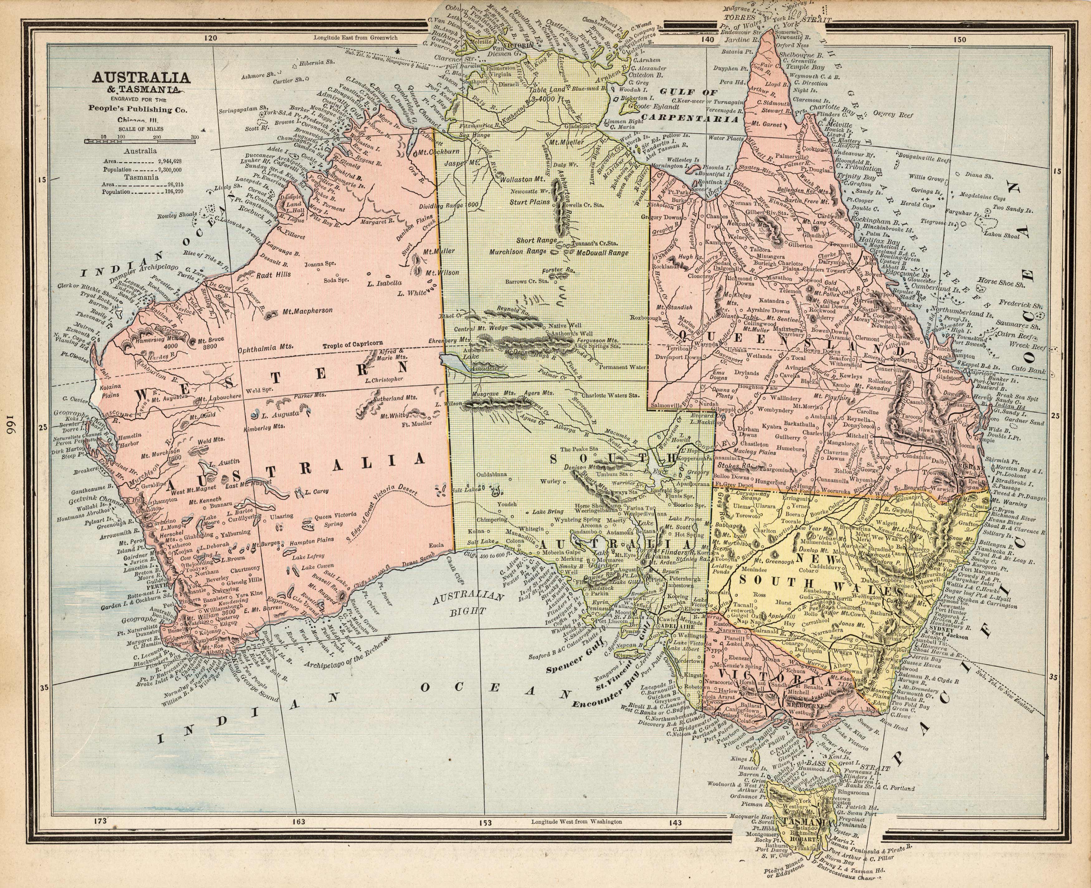 Map of Australia and Tasmania