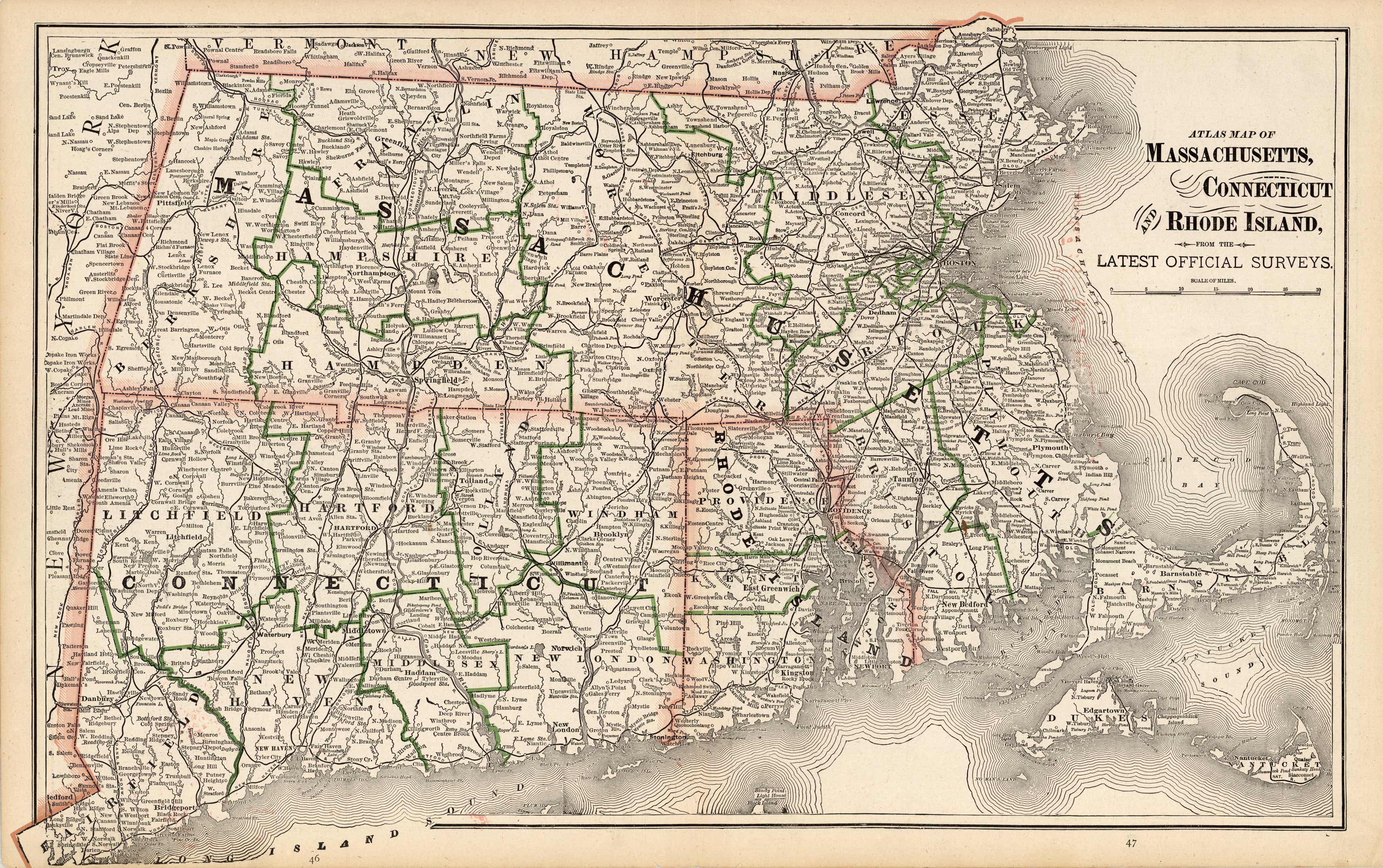 Map of Massachusetts Conecticut and Rhode Island Map of Massachusetts Conecticut and Rhode Island