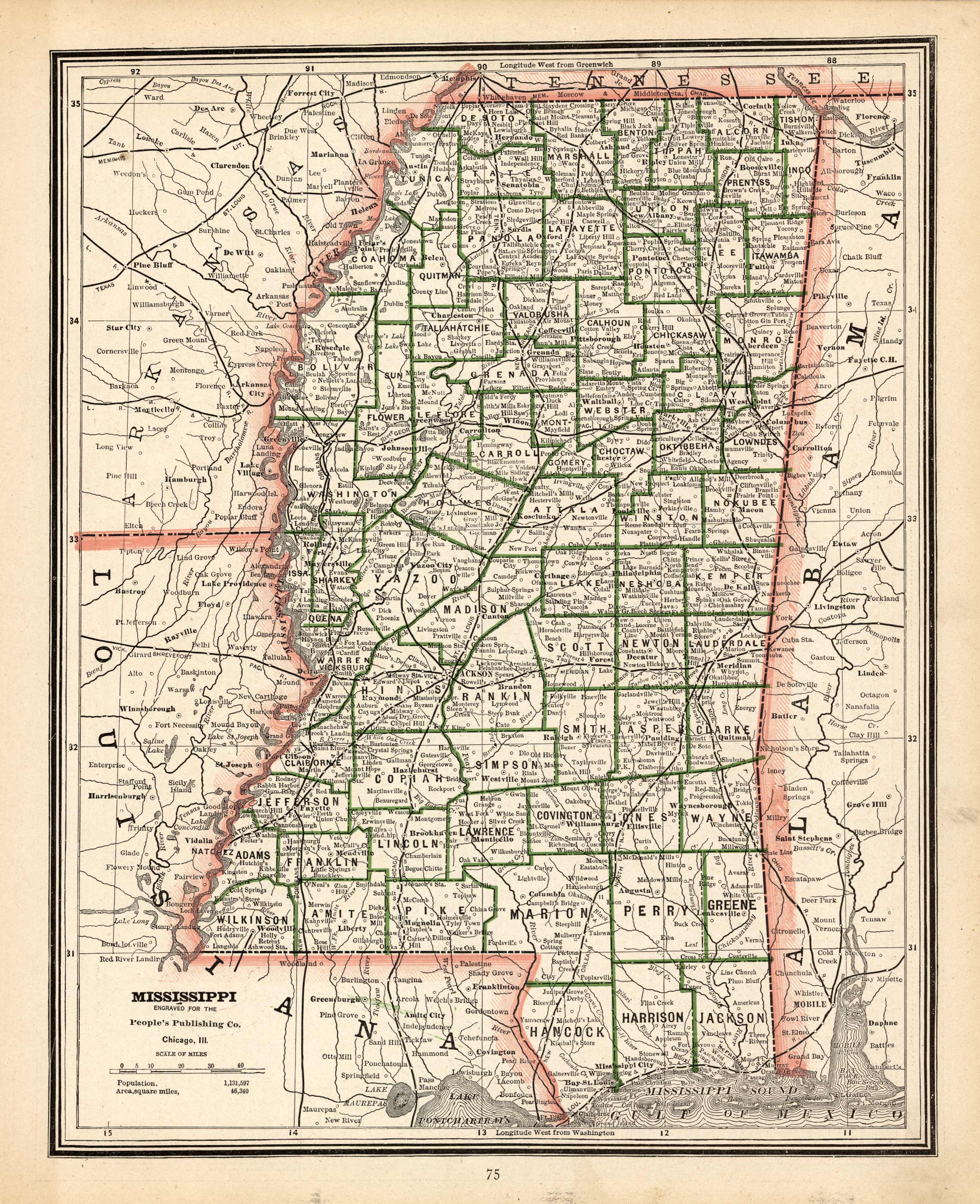 Map of Mississippi Map of Mississippi