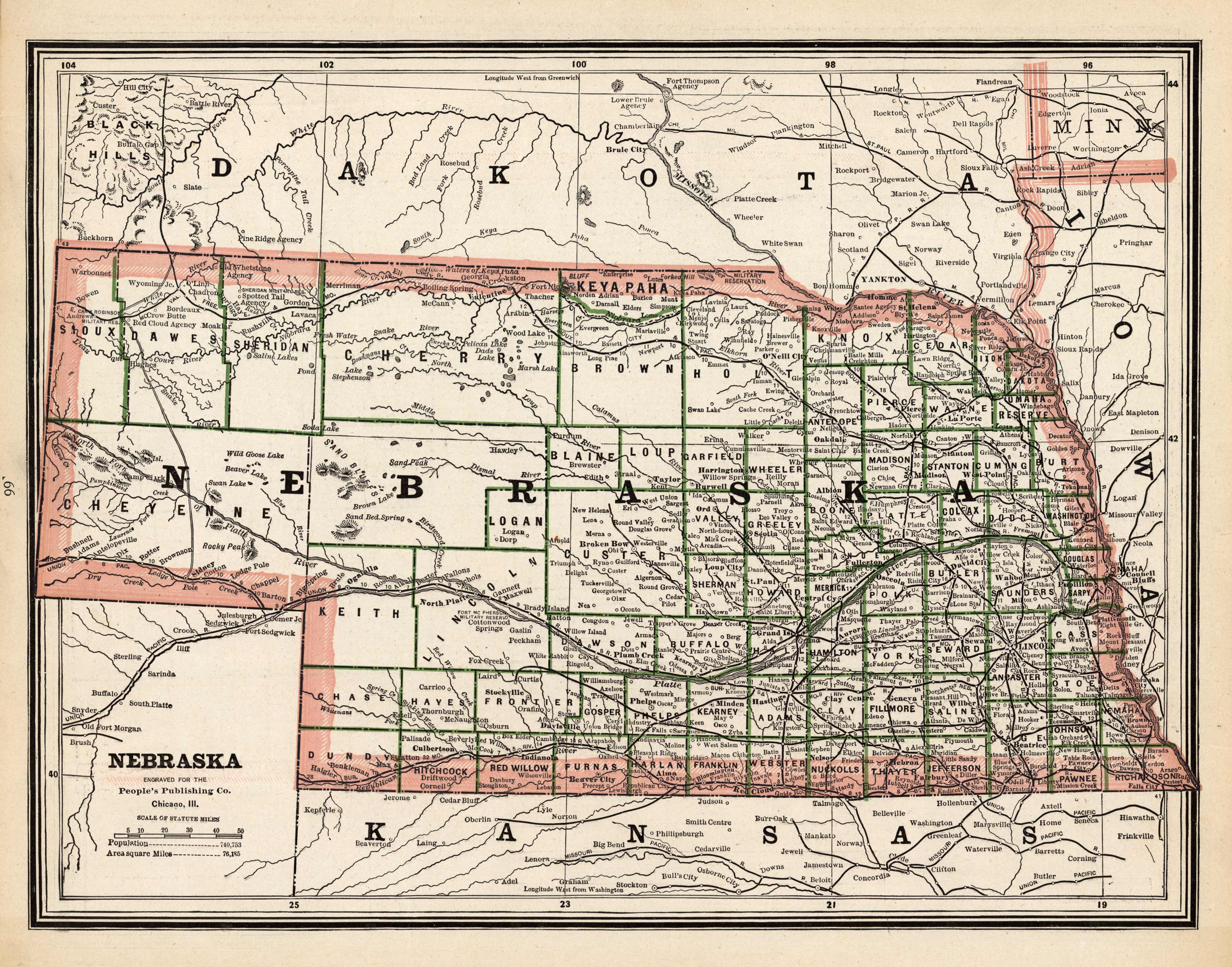Map of Nebraska Map of Nebraska
