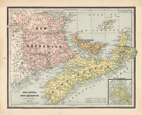 Map of New Brunswick Nova Scotia - Art Source International