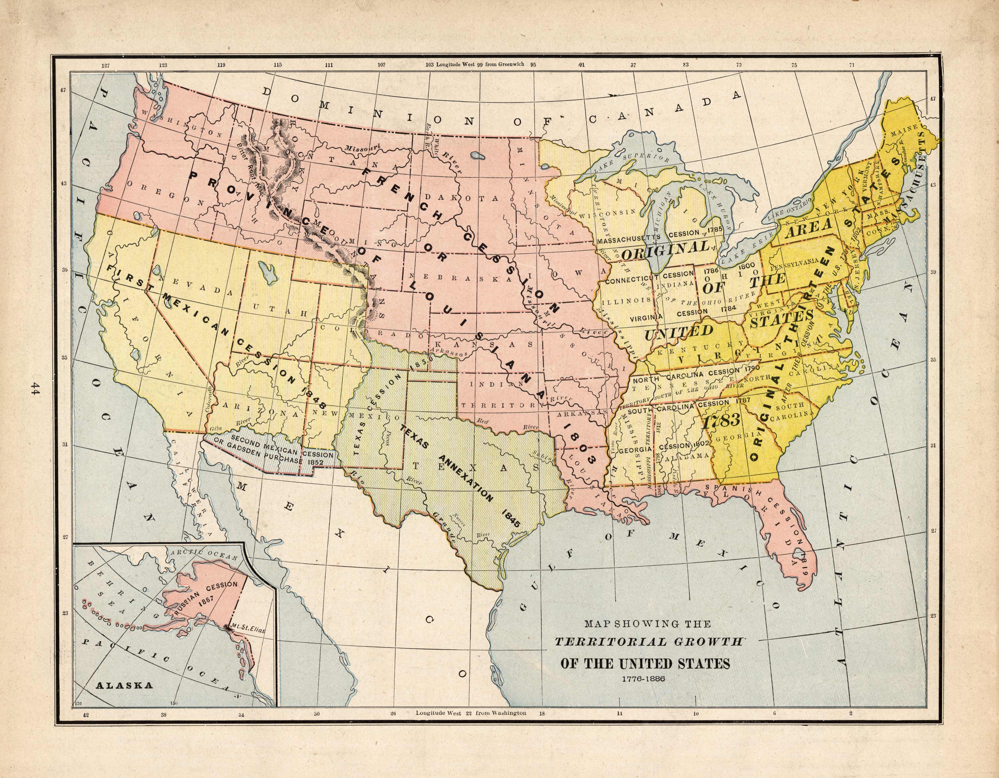 Map of the Territorial Growth of the United States - Art Source ...