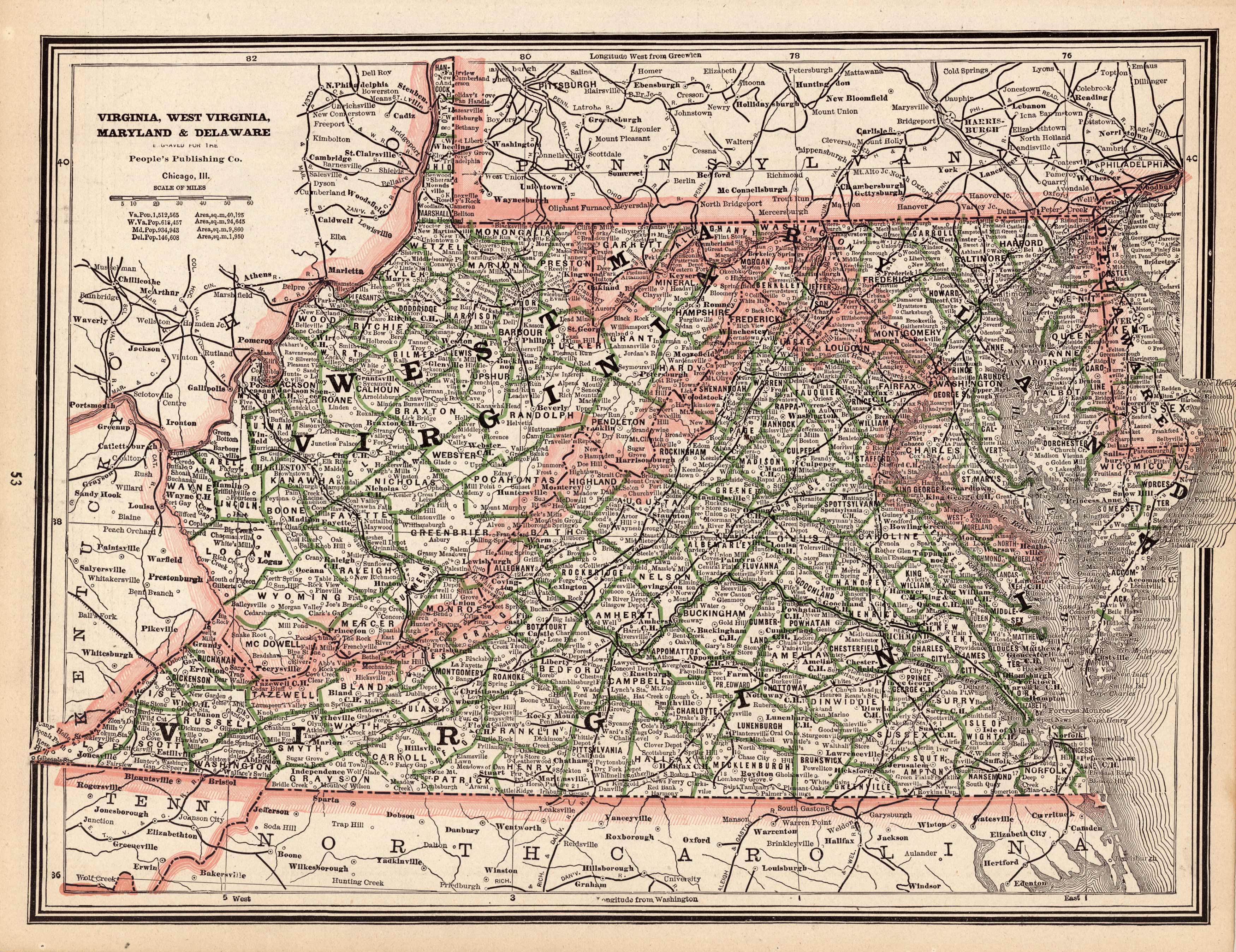 Virginia W.Viriginia Maryland and Delaware
