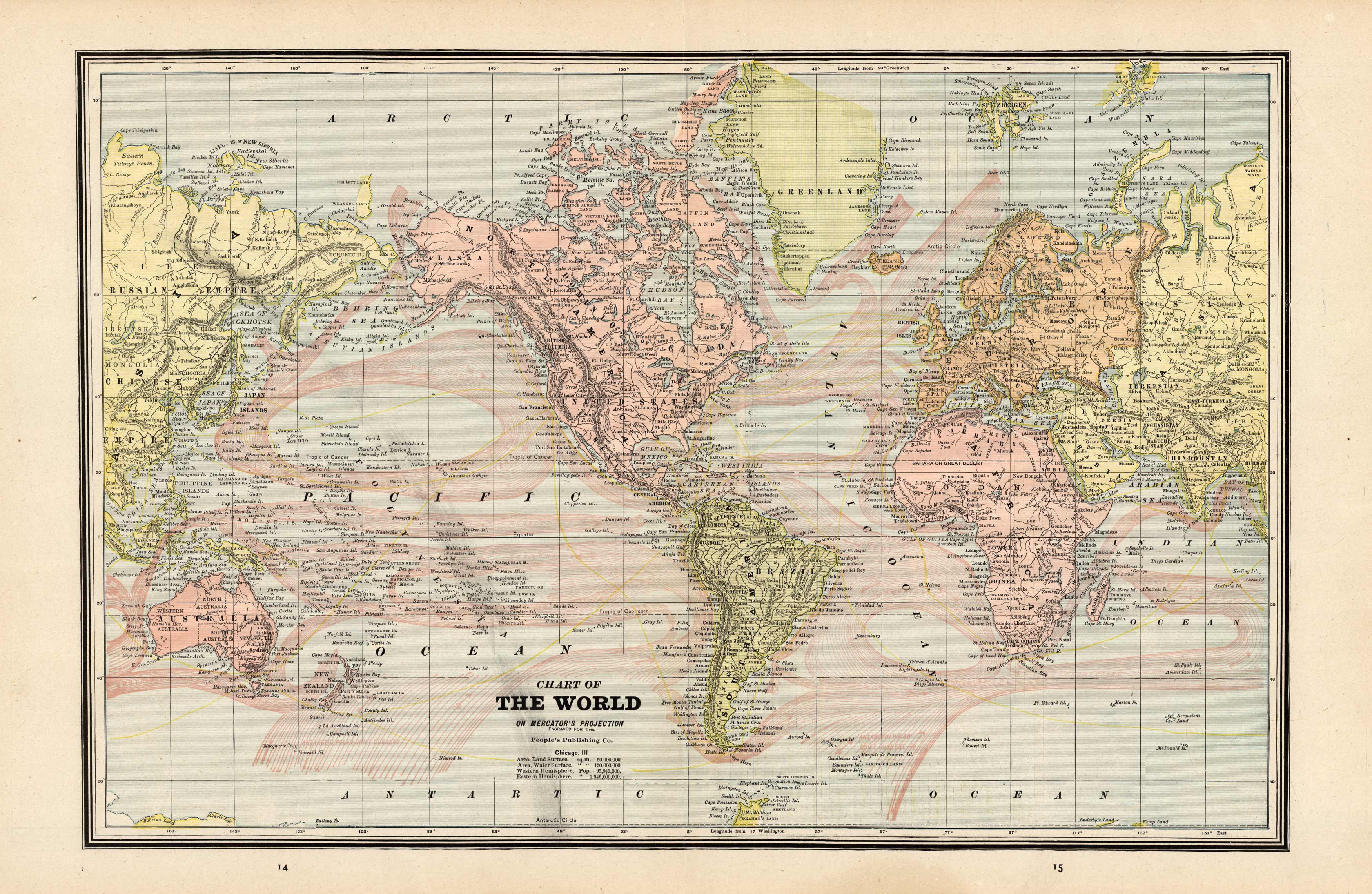 Chart of the World on Mercators Projection'