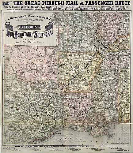 A Geographically Correct Map of States Traversed by the St. Louis Iron Mountian and Southern Railway and its Connections