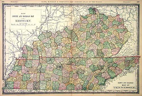 New County and Railroad Map of Kentucky