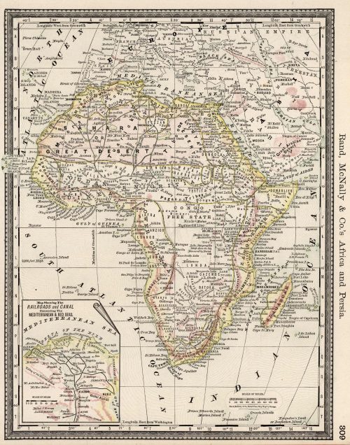 Africa. Railroads and Canal Connecting The Mediterranean & Red Seas.