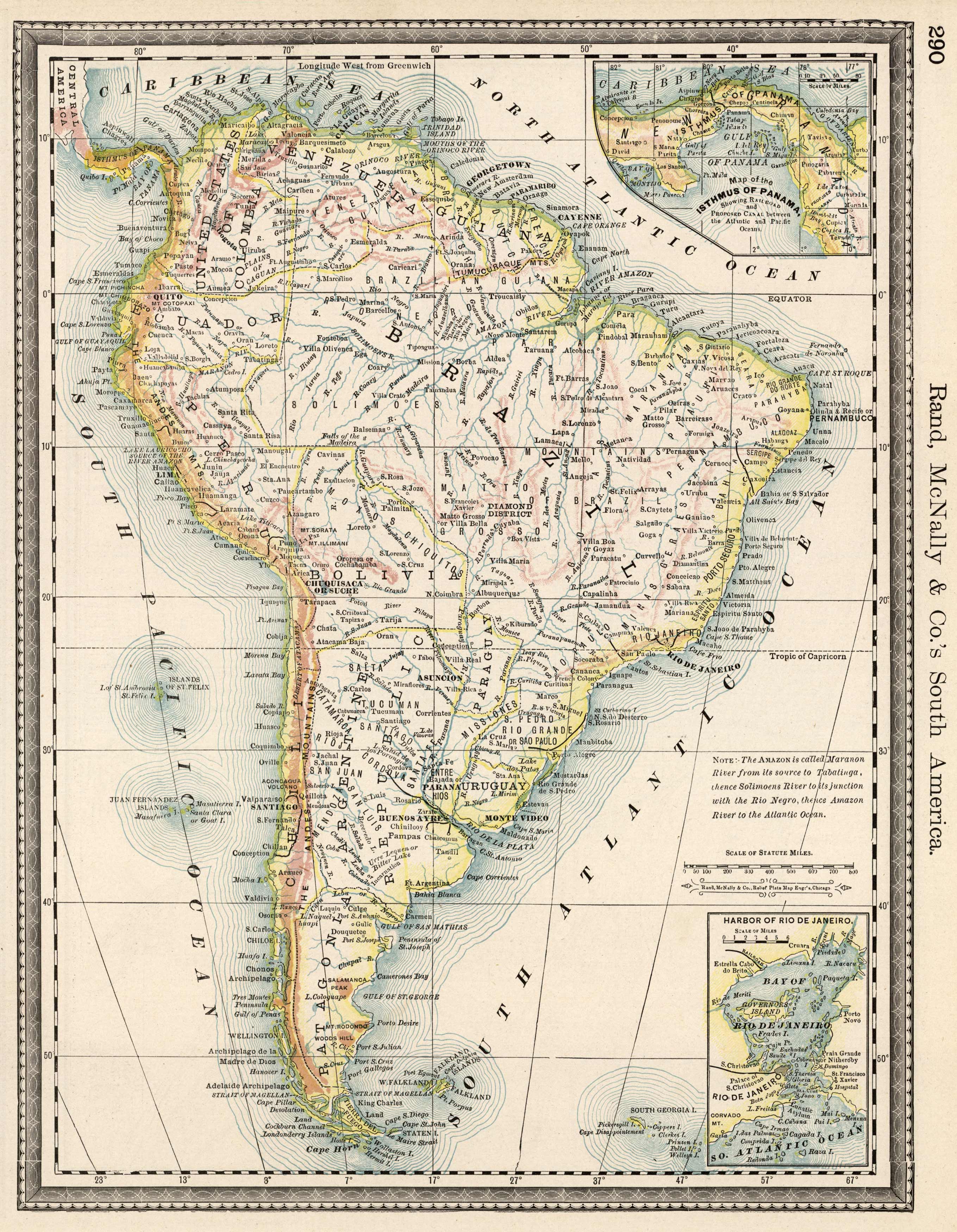 South America. Isthmus of Panama. Harbor of Rio de Janeiro.