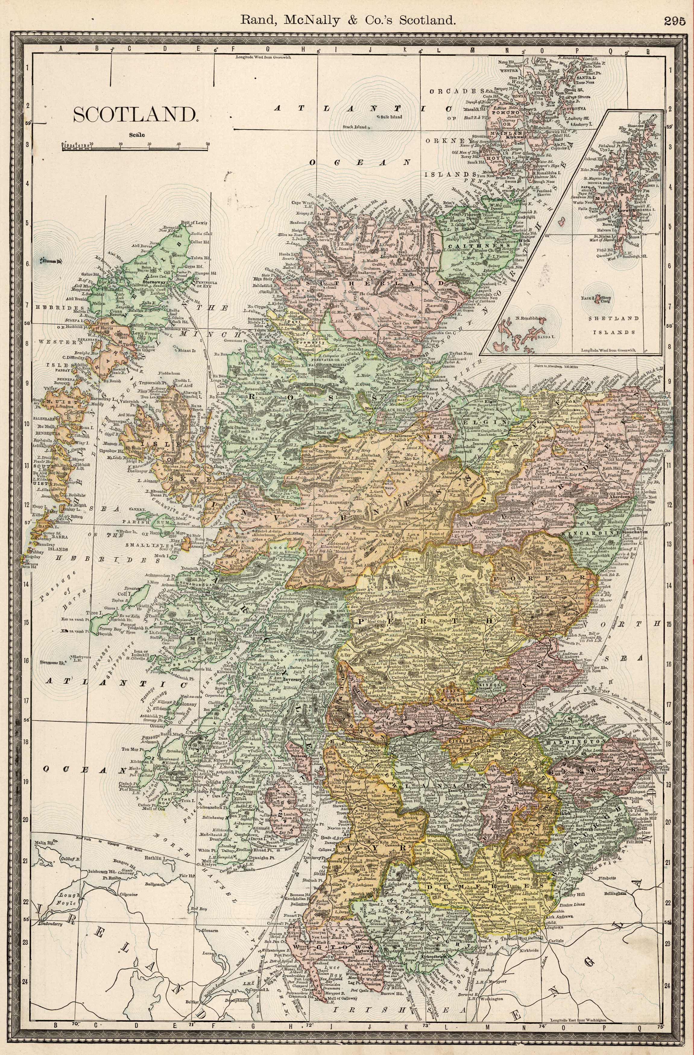 Scotland with an inset of the Shetland Islands.