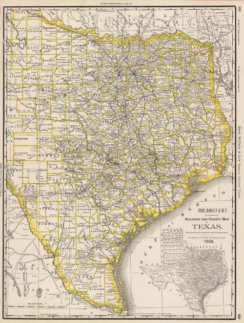 Railroad and County Map of Texas