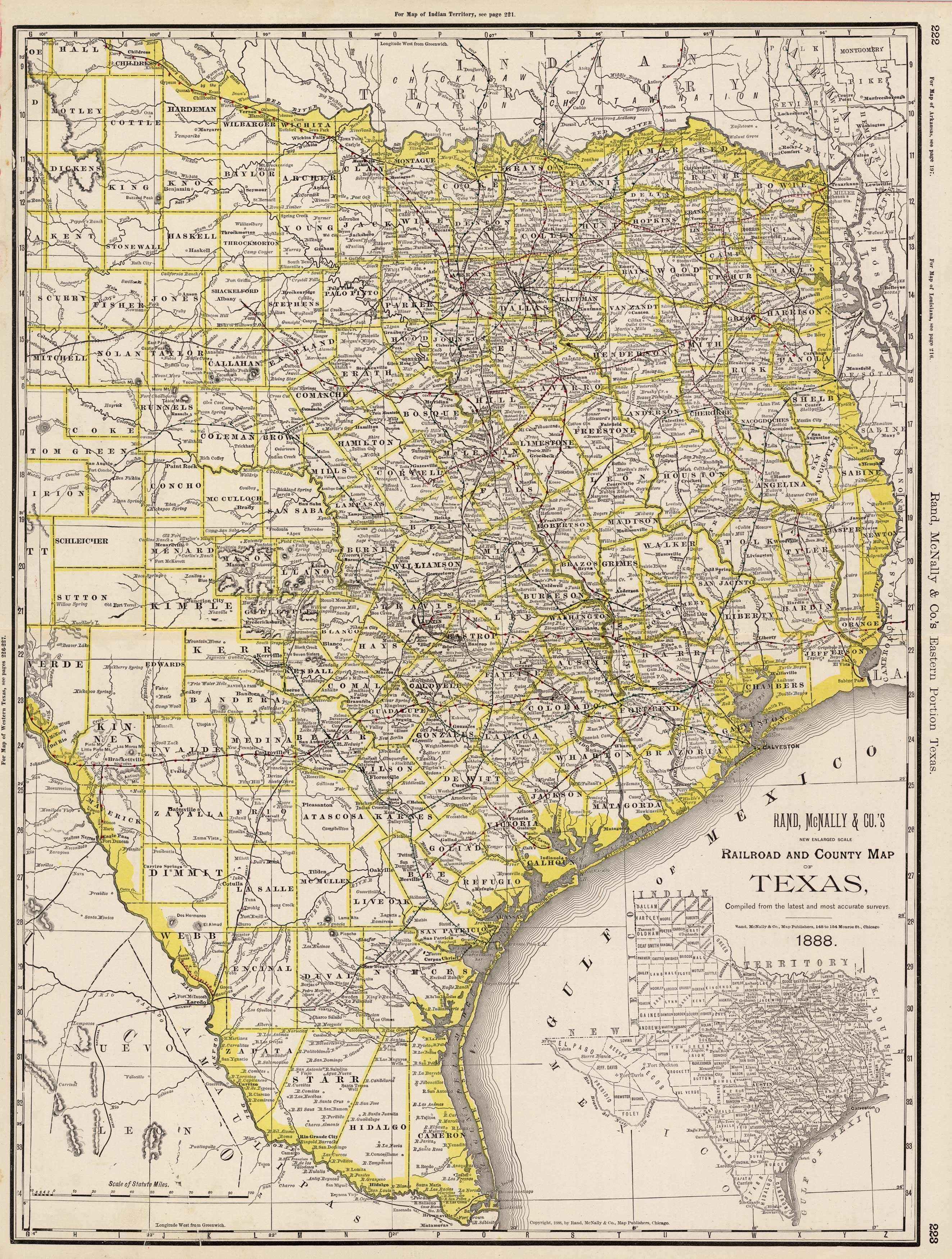 Railroad and County Map of Texas Railroad and County Map of Texas