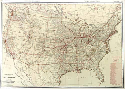 Rand McNally Desk Map of the United States with Scheduled Air Lines and ...