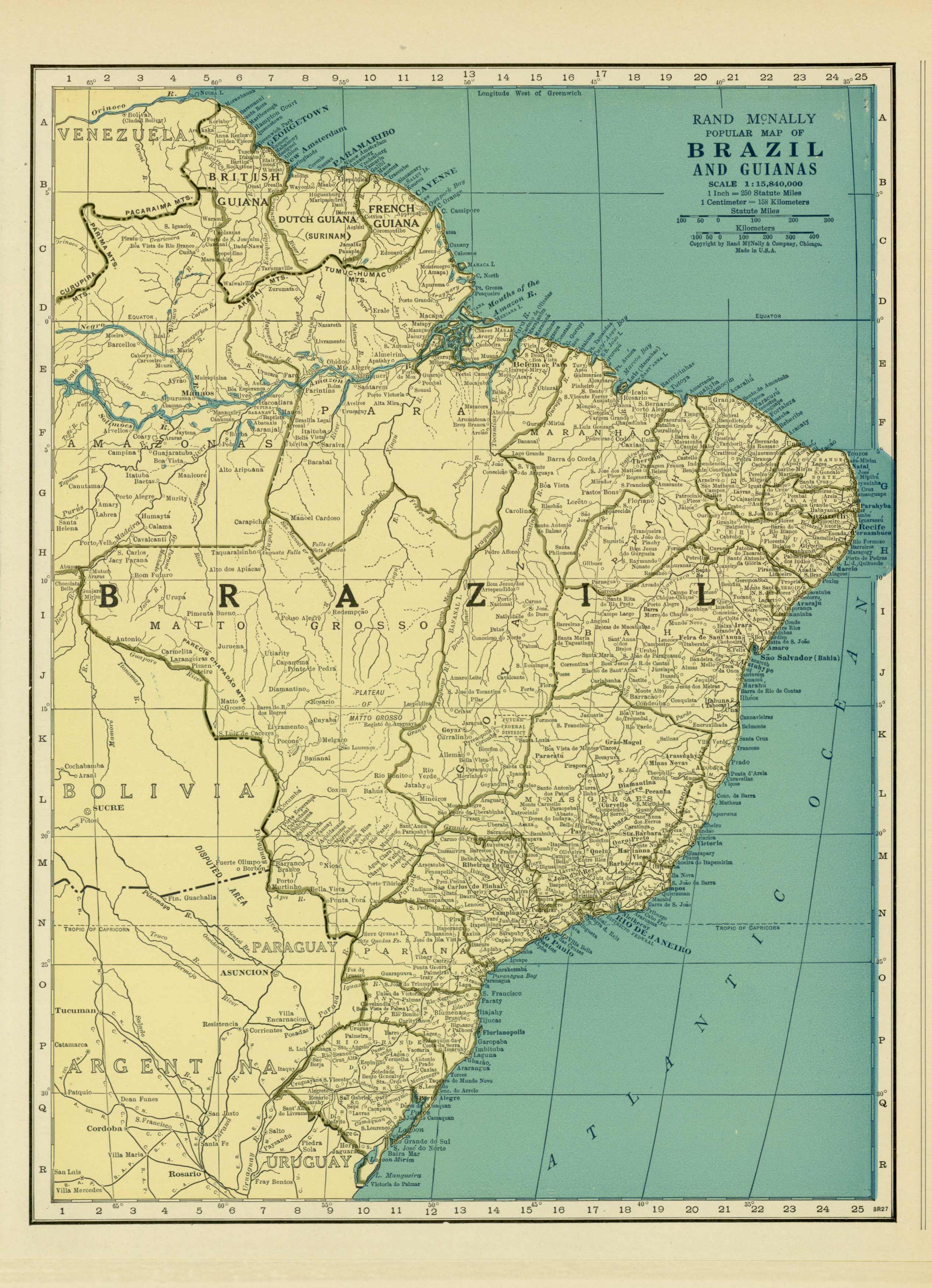 Popular map of Brazil and Guinanas