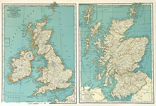 Rand McNally popular Map of the British Isles and Scotland