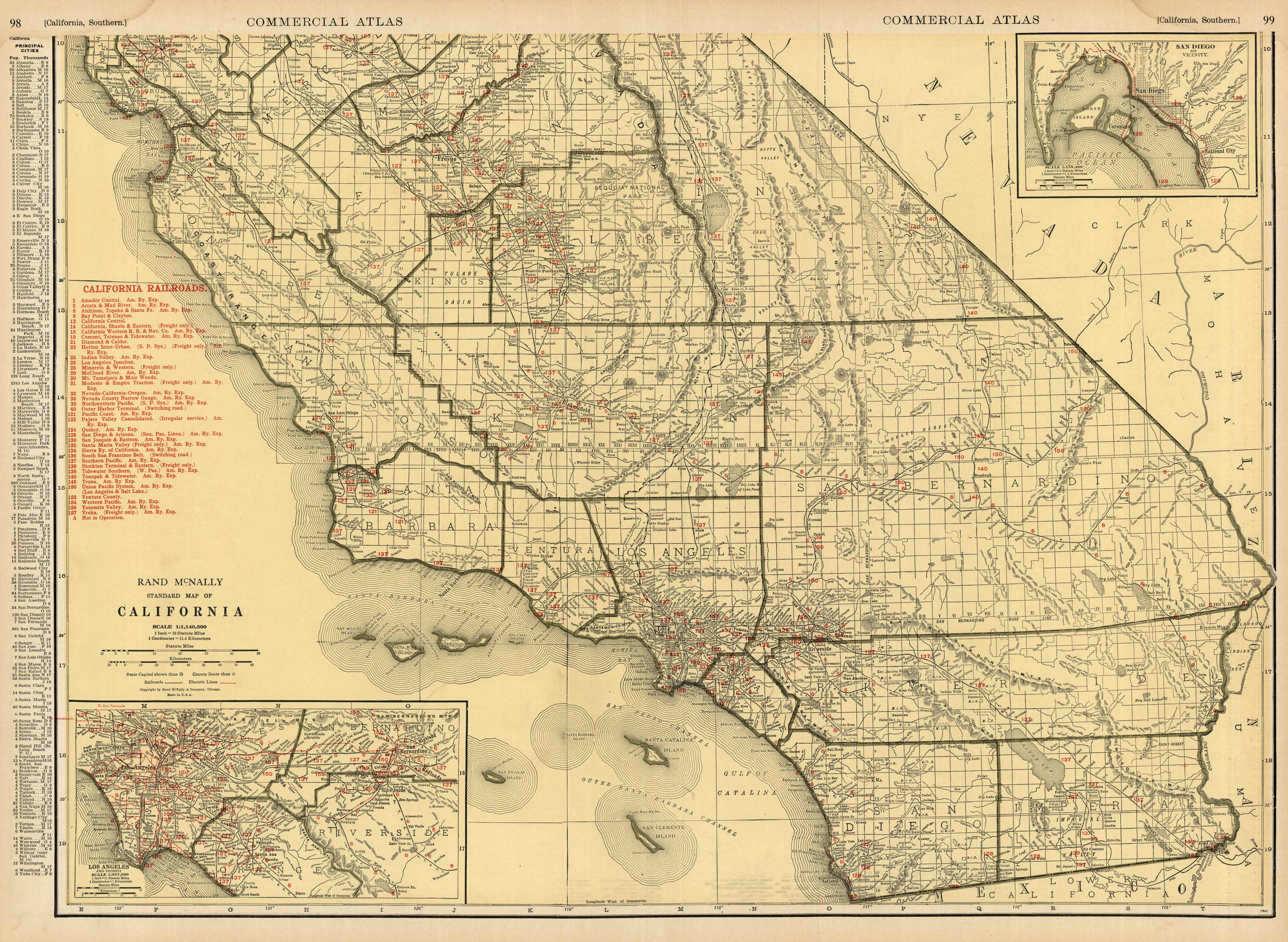Rand Mcnally Standard Map of California (Southern Section) Rand Mcnally Standard Map of California (Southern Section)