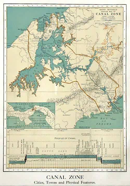 Rand Mcnally Popular Map of Canal Zone - Art Source International