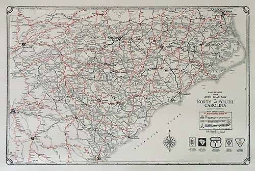 Rand McNally Junior Auto Road Map of North and South Carolina