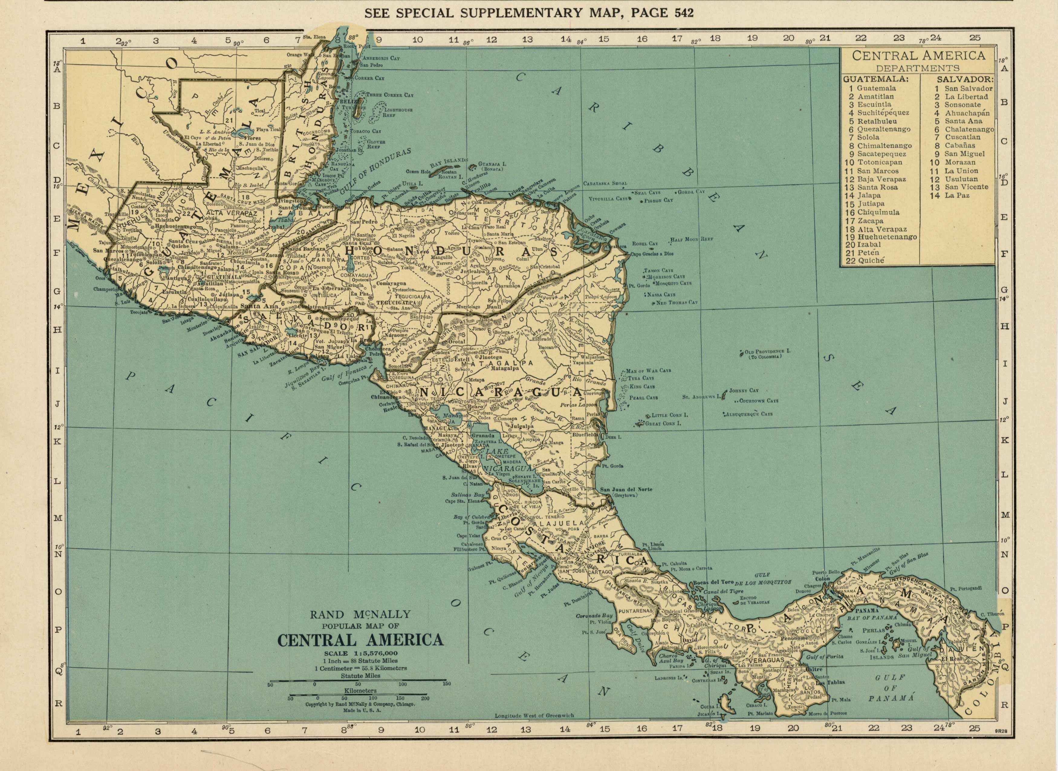 Rand McNally Popular Map of Central America - Art Source International