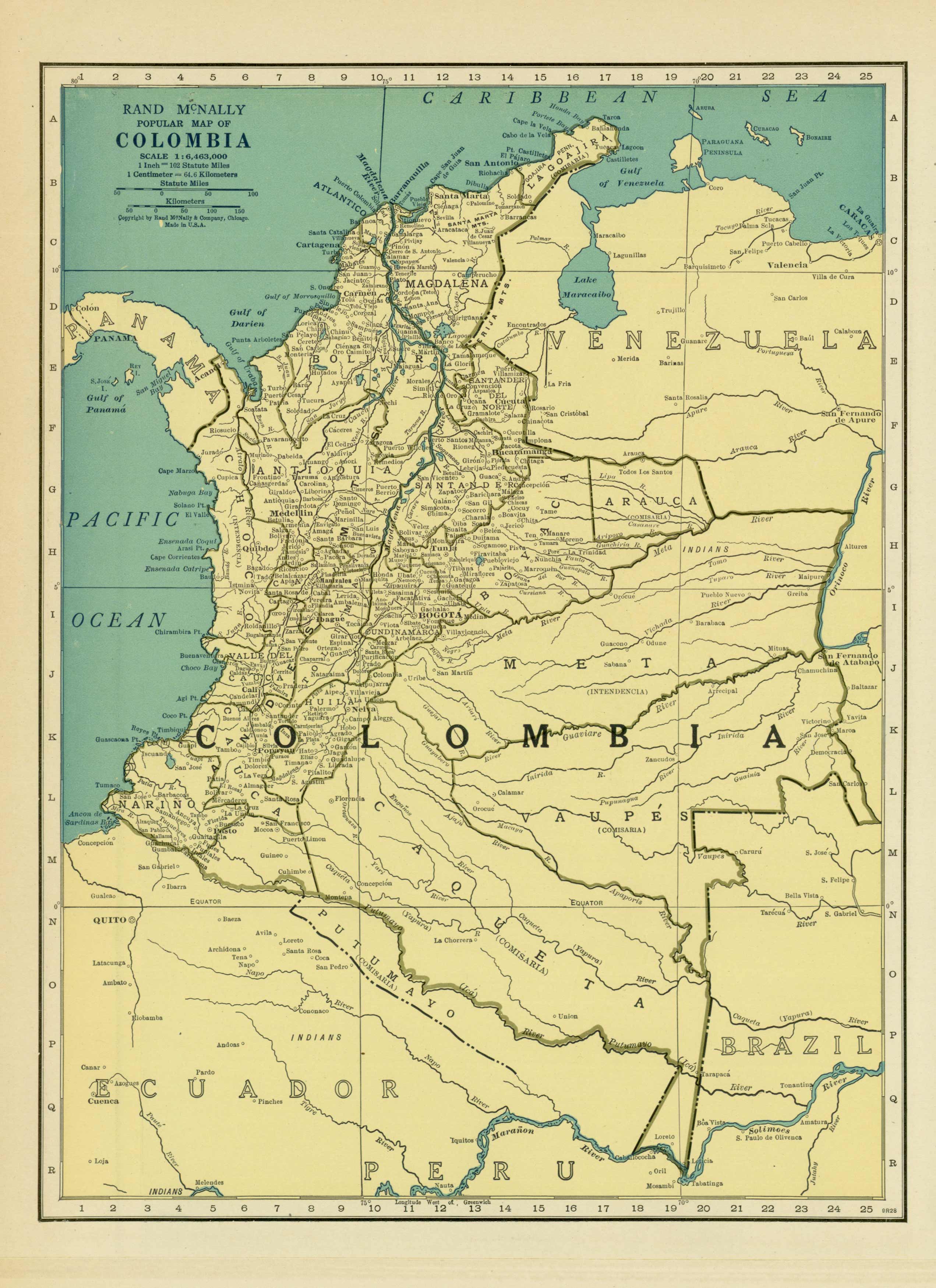 Popular map of Colombia