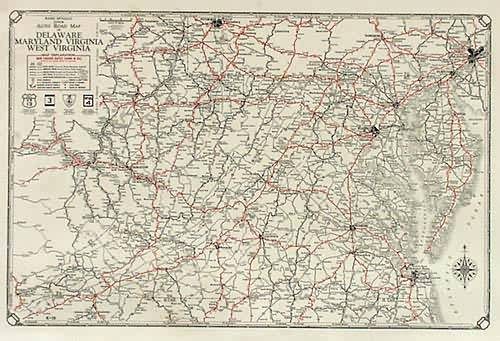 Rand McNally Junior Auto Road Map of Delaware Maryland Virginia West Virginia