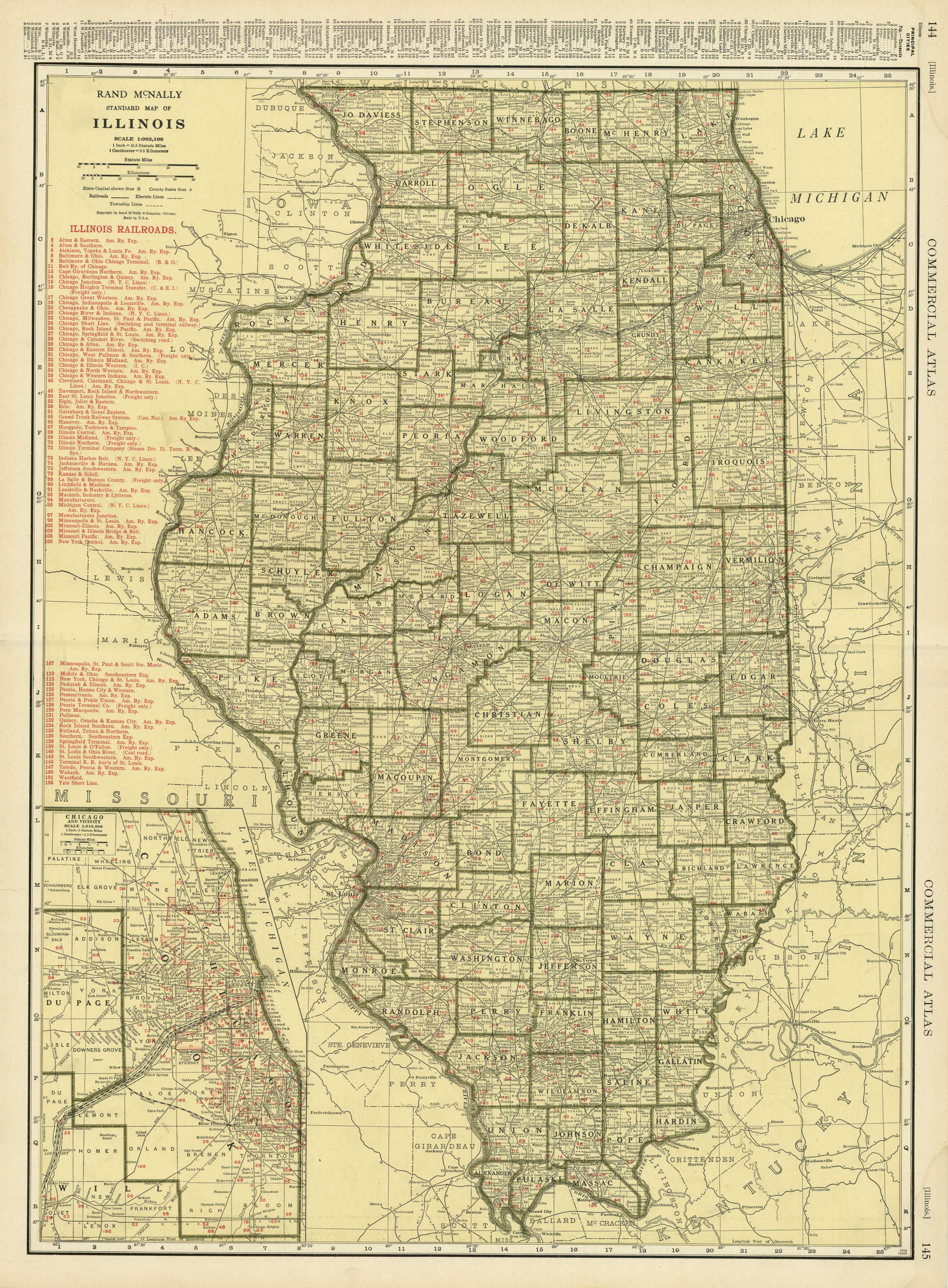 Rand McNally Standard Map of Illinois