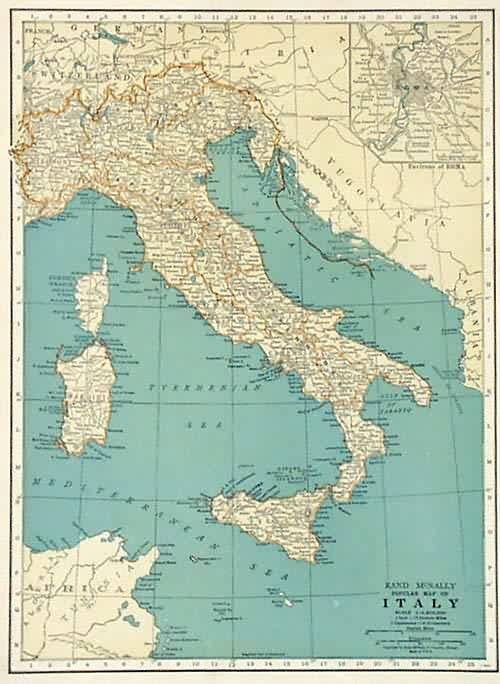 Rand McNally Popular Map of Italy